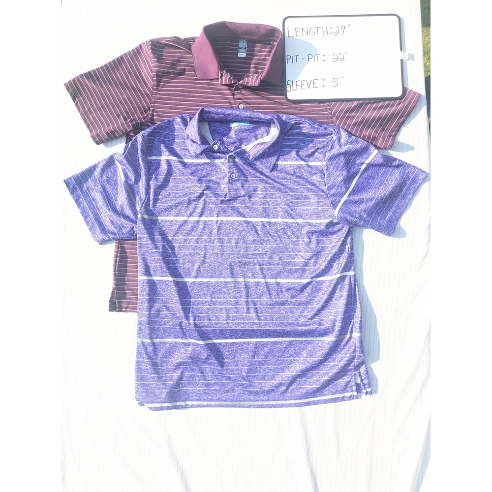PGA TOUR Golf Polo Shirt Striped Athletic Training XL Bundle of‎ 2